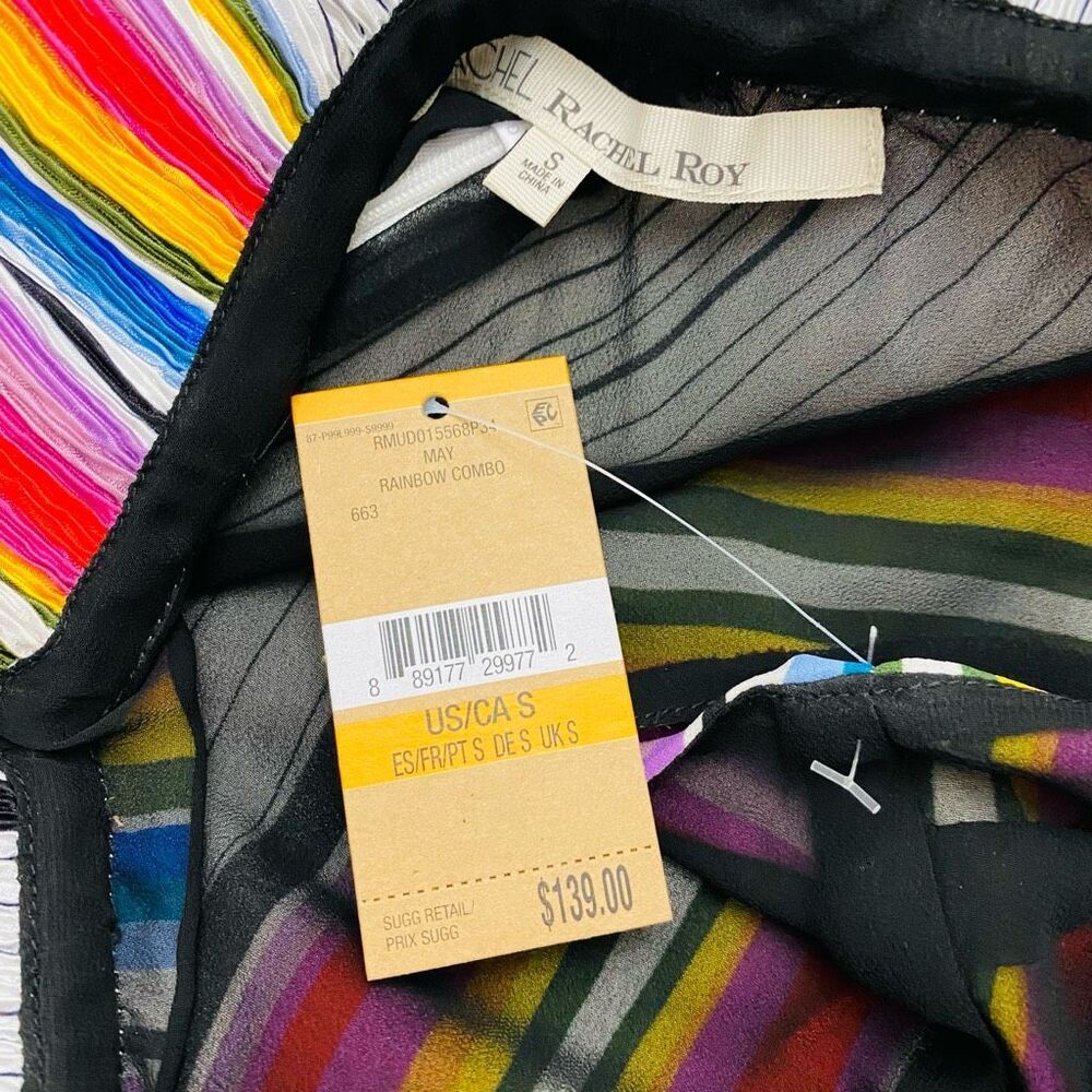 New Rachel Roy Womens Rainbow Striped One Shoulder Dress Women’s Size S - Picture 13 of 13